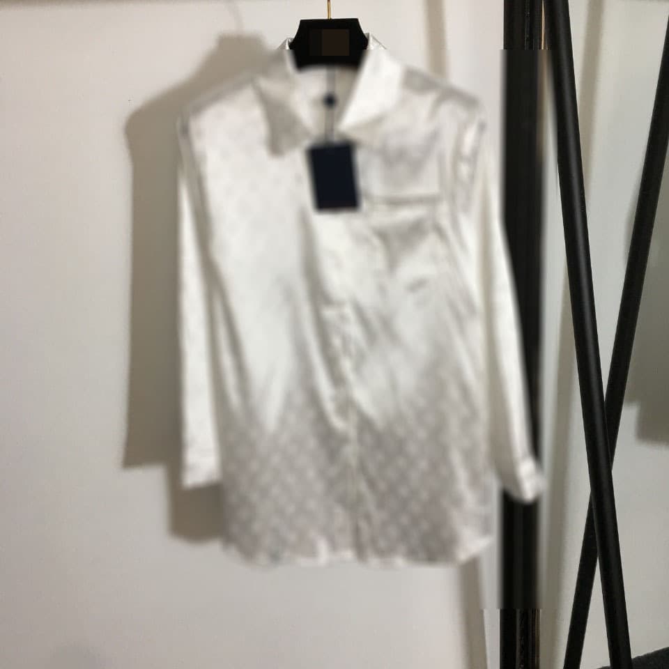 2025 Summer New Nanyou Cross-border Women's Full Body Logo Jacquard Lapel Fashion Versatile Long Sleeve Shirt