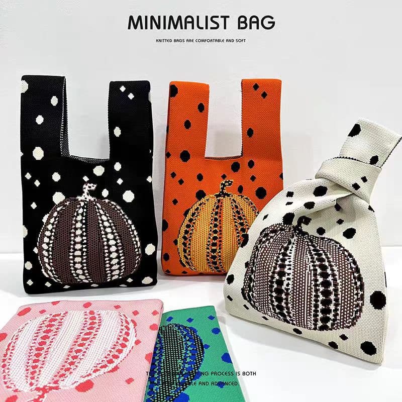 Korean Style Knitted Handbag Women 2024 New Pumpkin Pattern Versatile Small Bag Fashion Portable Bag