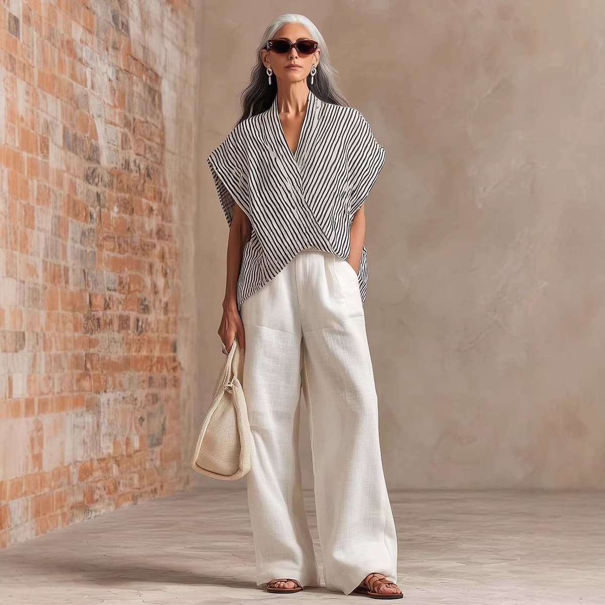 2026 Amazon Loose Shoulder Set Women's Summer Casual Wide-Leg Pants Two-Piece Fashion Trendy Style