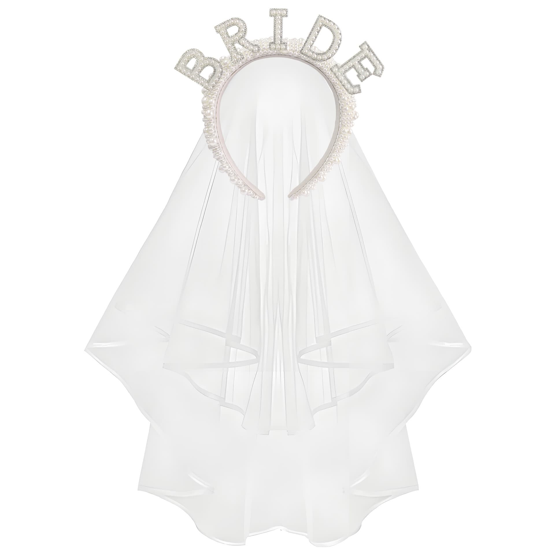 Cross-Border Fashion Bride Bachelorette Party Pearl Crystal Shoulder Headband Veil Sash Wholesale