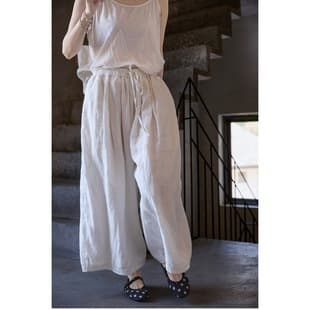 Spring/Summer New Vintage Oriental White Linen Lightweight Skin-Friendly Loose Slimming Casual Pants, Zen Balloon Pants