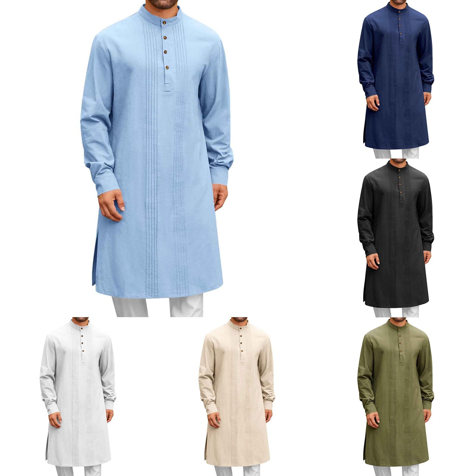 Hot-selling cross-border e-commerce AliExpress Arabic style fashionable and simple long men's shirt Muslim robe