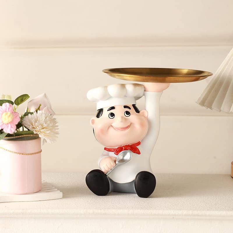 Modern Simplicity Chef Themed Decorative Resin Sculpture Atmosphere Sensing Small Display Piece for Living Room Dining Room Kitchen Hotel Club Sample Room