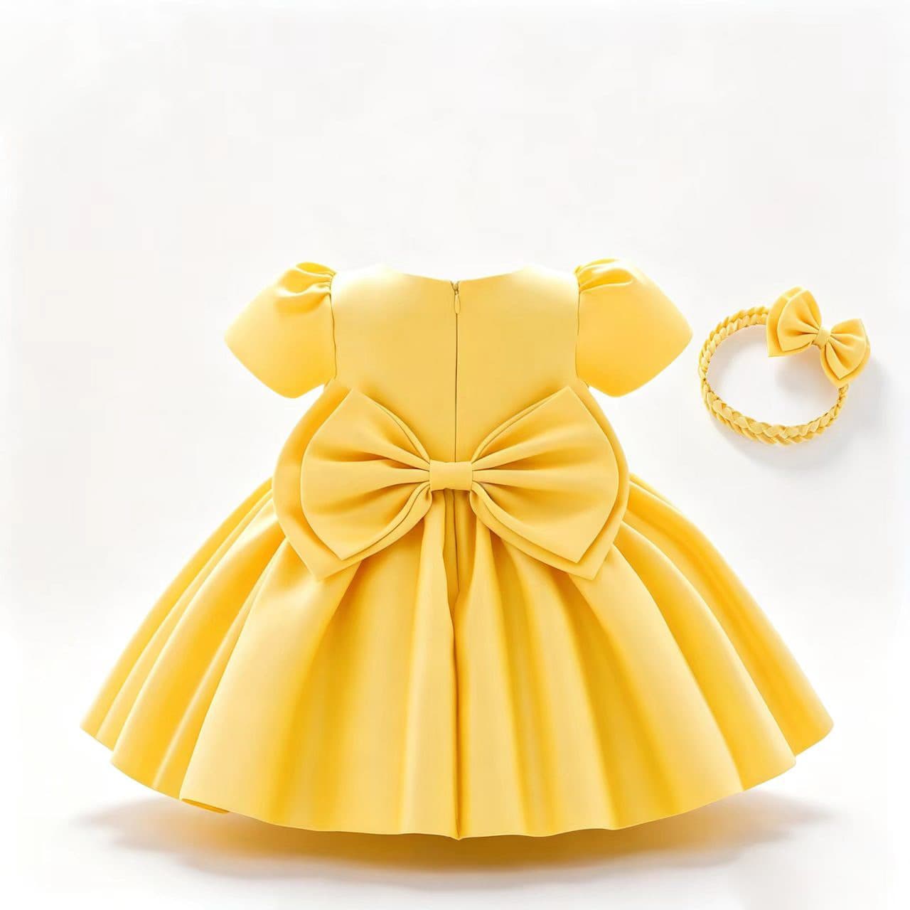 New Kids Formal Dress Lace Color-Block Baby First Birthday Dress Bowknot Princess Evening Gown Wholesale