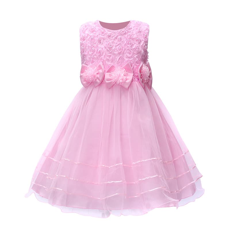 A drop-shipping summer foreign trade new girl dress, flower girl dress, bow flower princess dress