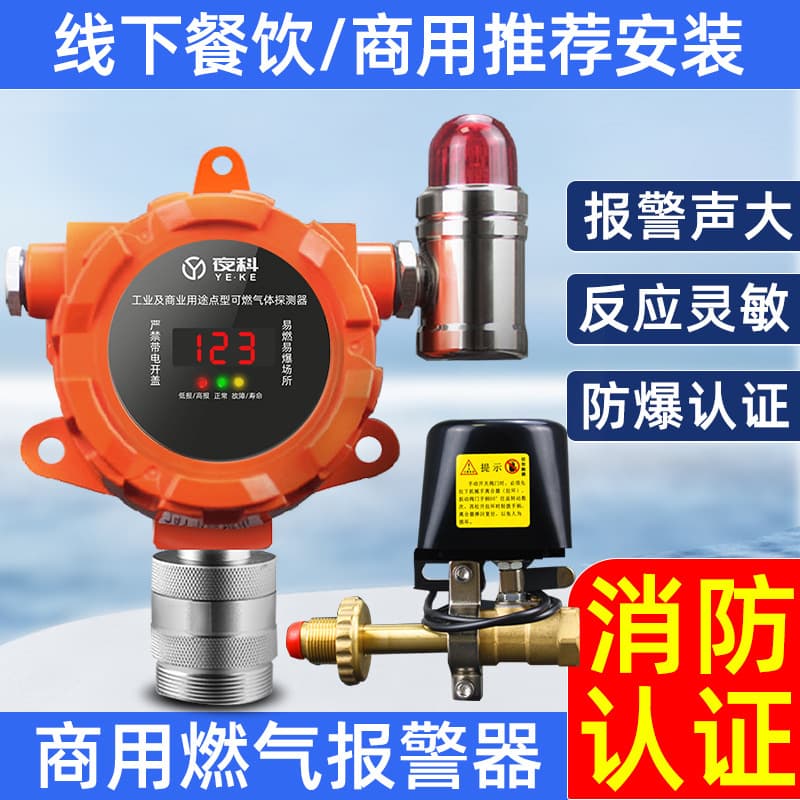 Wireless Gas Leak Alarm, Commercial Industrial Catering Restaurant Gas LPG Tank Automatic Gas Shut-off Valve