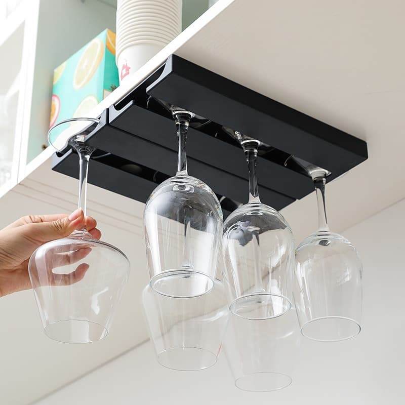 Hanging No-Drill Wine Glass Rack Inverted Wine Glass Storage Rack for Home Wine Cabinet Stemware Holder