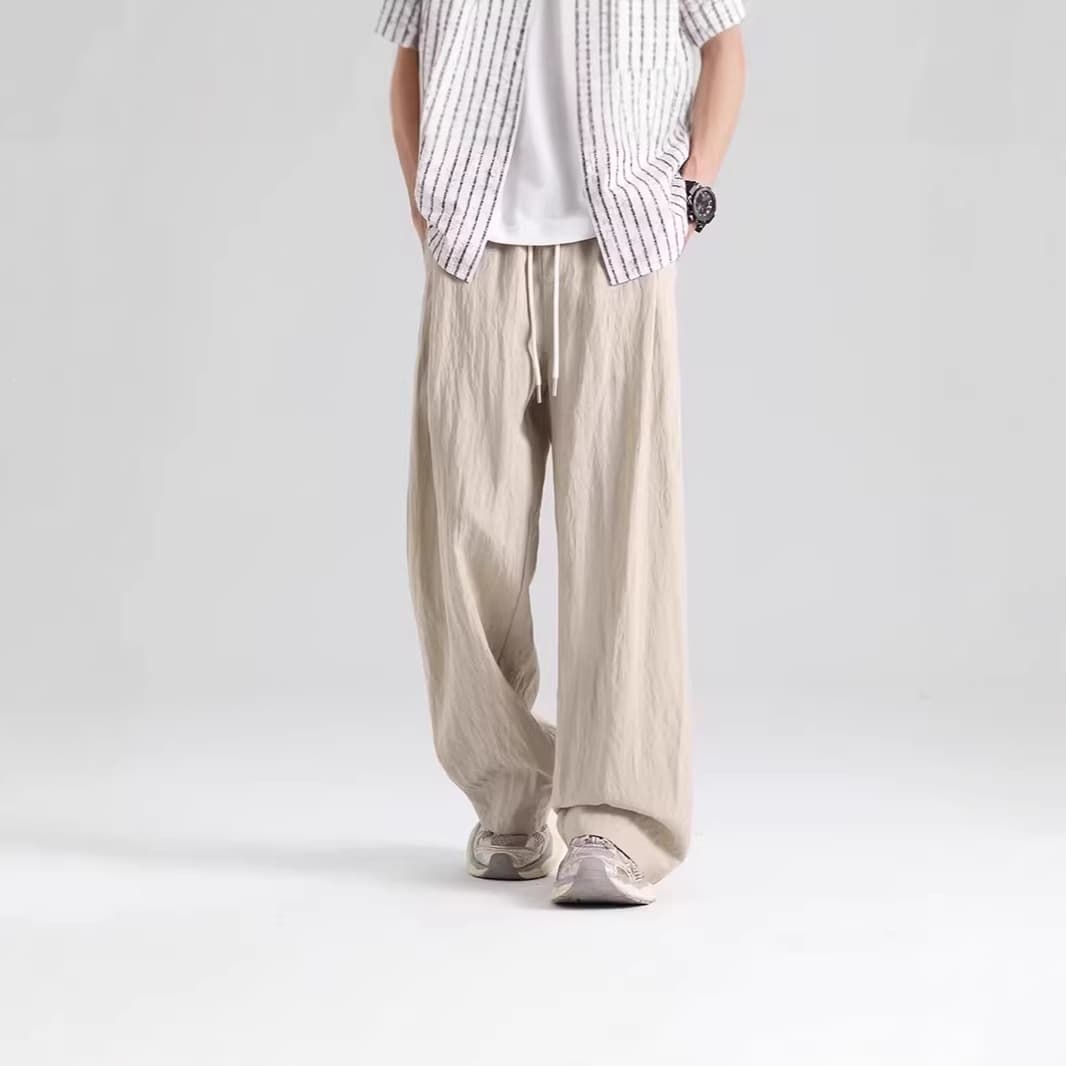Men's Summer Casual Pants, Breathable Sweatpants, Straight-Leg Thin Linen, Ice Silk Trousers