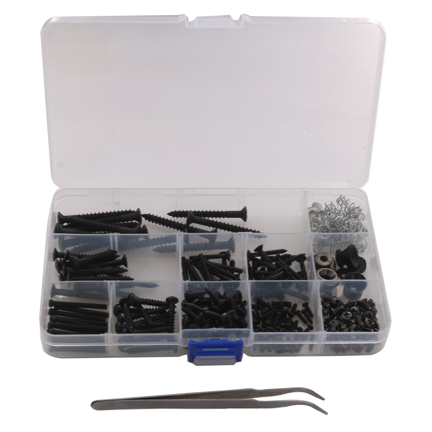 Guitar Repair Screw Set with Tweezers, Guitar Strap Button Set, Luthier Tools, Gold, Silver, Black