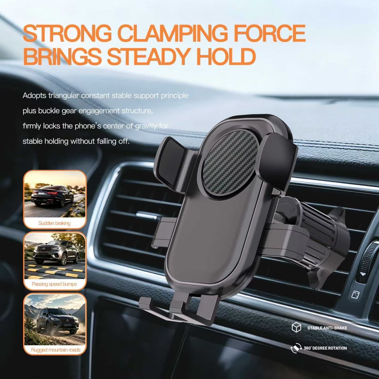New Suction Cup Car Phone Holder Air Vent Spiral Hook Multifunctional Navigation Bracket for Car