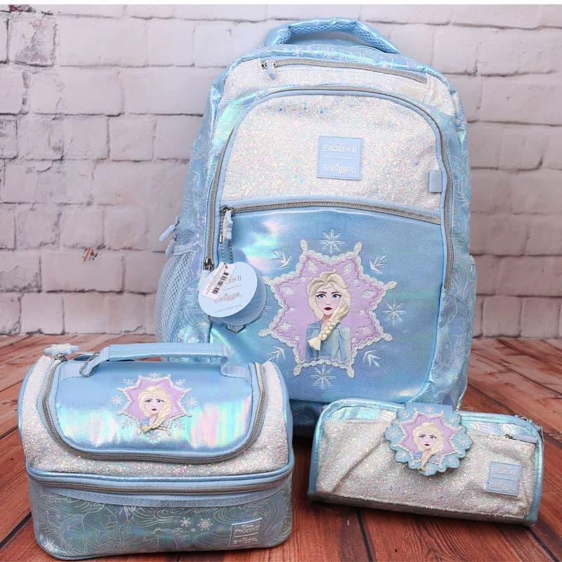 Australian smiggle Ice and Snow Princess Cartoon Girls Backpack Student Backpack Meal Bag Pen Box Set Gift