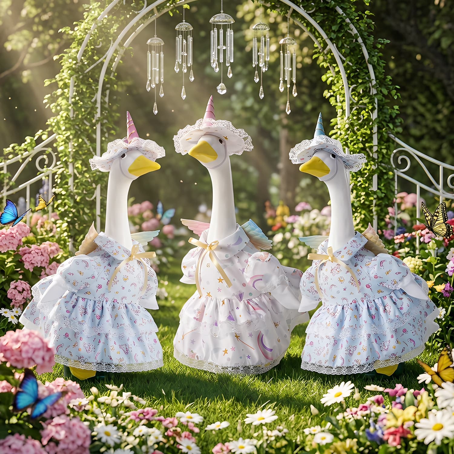 New Cross-Border 23-Inch Porcelain Goose Dress Unicorn Goose Dress Lace Print Goose Skirt Factory Wholesale