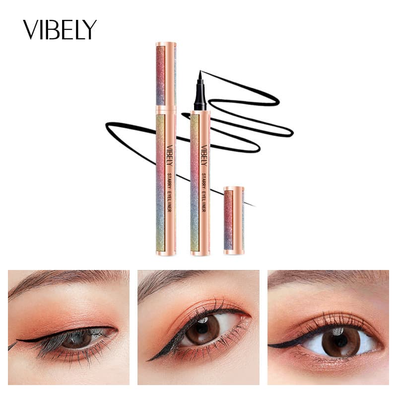 VIBELY TikTok Viral Starry Eyeliner Pen, Long-Lasting, Smudge-Proof, Smooth, Waterproof, Sweat-Resistant, Quick-Dry, Wholesale for Export