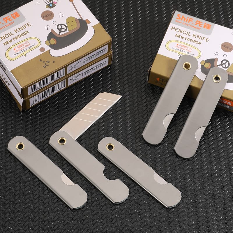 Carbon Steel Folding Knife Student Stationery Folding Paper Cutter Utility Knife Pencil Sharpener Wholesale