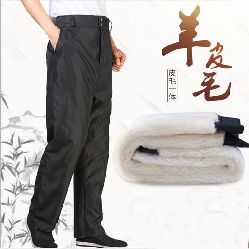 Manufacturer Wholesale Winter Wool Fur Pants, Fur and Leather Integrated, Sheep Shearling, Thermal and Cold-Proof with Detachable Lining and Outer Layer for Middle-Aged and Elderly