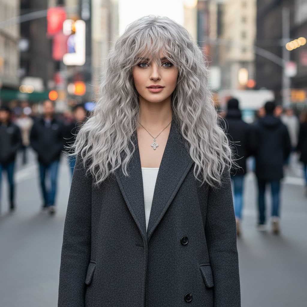 European and American Cross-Border Wigs for Women, Long Hair, Big Waves, Gray Wigs, Curly Waves, Synthetic Fiber, Black, Brown Wigs