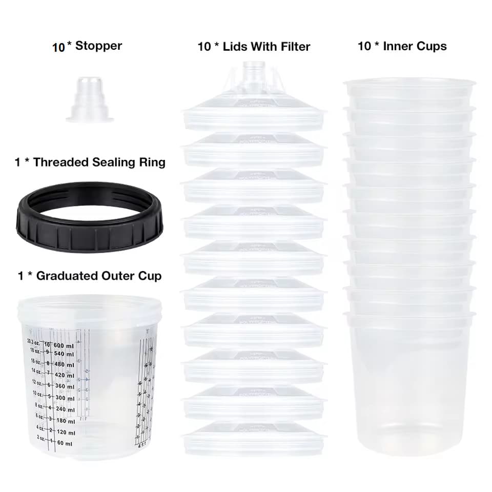Pneumatic paint spray gun disposable spray gun with wash-free cup, top cup paint mixing cup adapter, wash-free cup set.