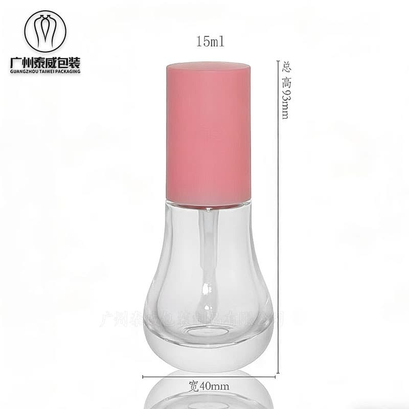 Manufacturer customized 15ml lip glaze transparent glass bottle, round bottom bottle, lip gloss cosmetic brush cover, makeup bottle