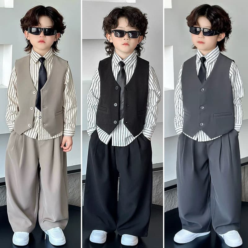 Children's Suit Suit, Boy's Birthday Party Suit, Spring & Fall Classy Flower Girl Dress, Boy Host Performance Suit