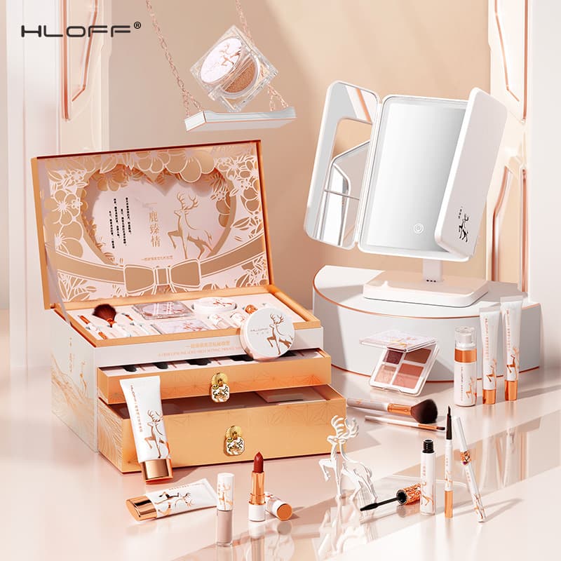 HLOFF Yilu Zhenqing high-end makeup gift box Valentine's Day birthday gift makeup set with LED makeup mirror