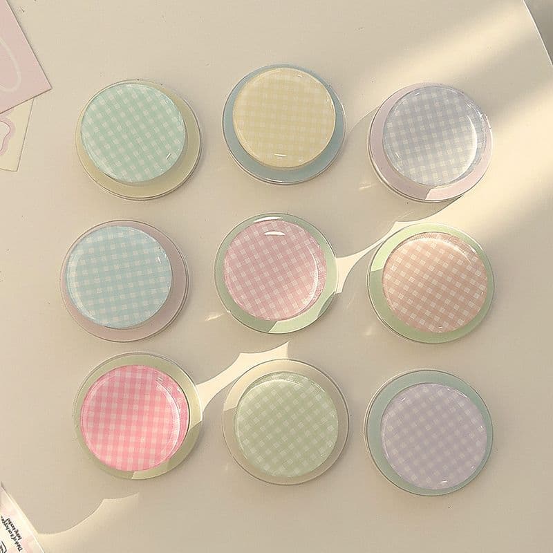 Fresh Ins Macaron Contrast Plaid Compatible MagSafe Magnetic Stand Phone Strong Adhesion New Korean Style