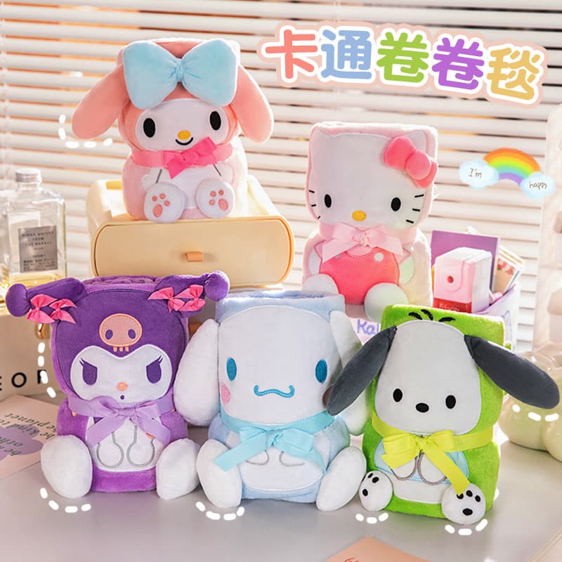 Cartoon all-season small blanket girly cute My Melody Cinnamoroll Pompompurin Kuromi air conditioning blanket nap blanket