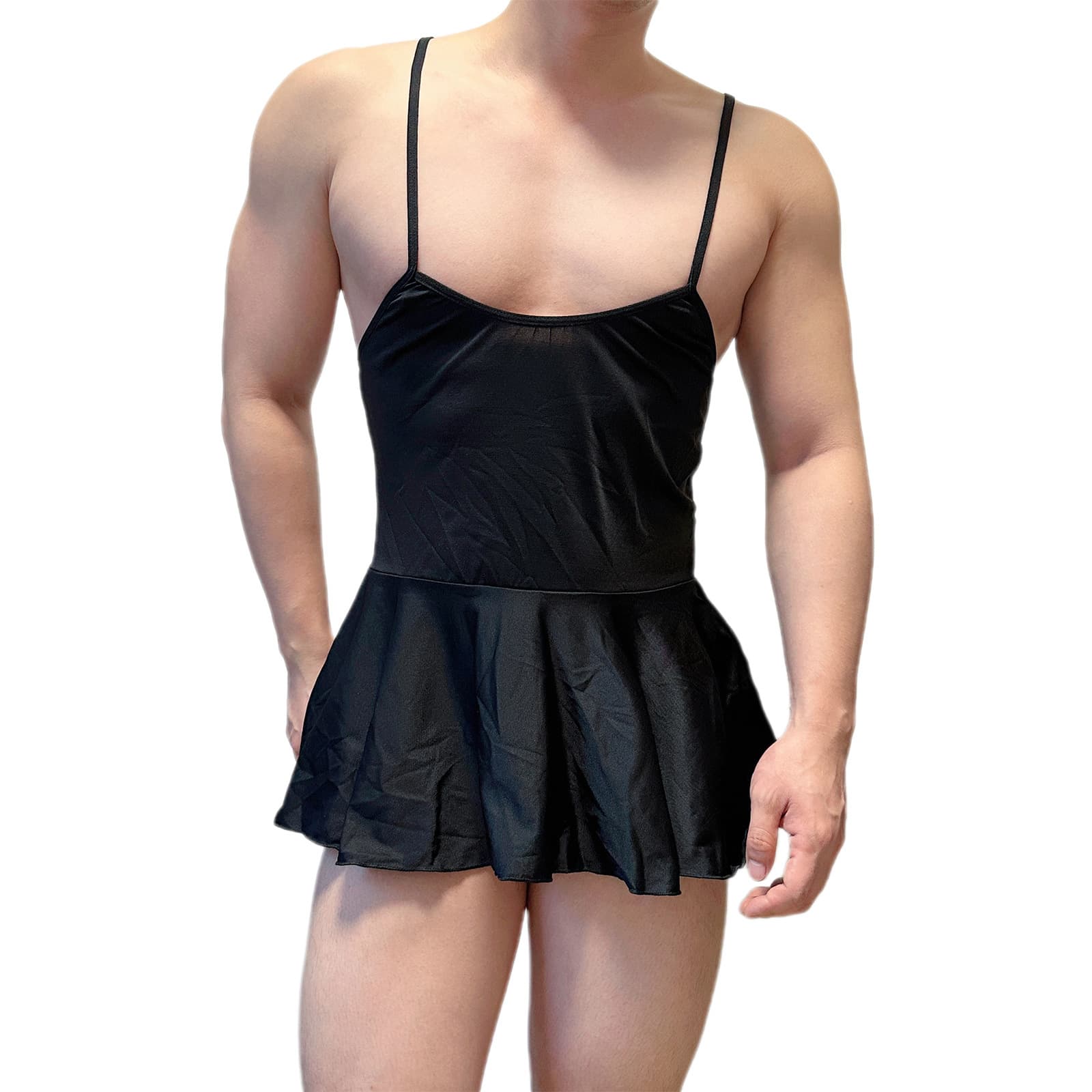 Men's Sexy Backless Dress Crossdresser Pure Desire Adjustable Strap Slip Dress