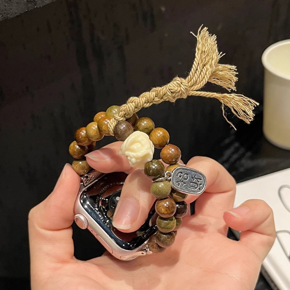 Suitable for Huawei watch Fit4 watch strap new Fit3 green sandalwood bead lion awakening Fit2 beaded 4Pro female new summer