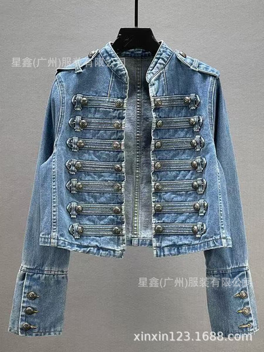 Amazon Cross-Border 2026 Autumn European & American New Fashion Slim-Fit Stand-Collar Long-Sleeve Short Jacket for Women