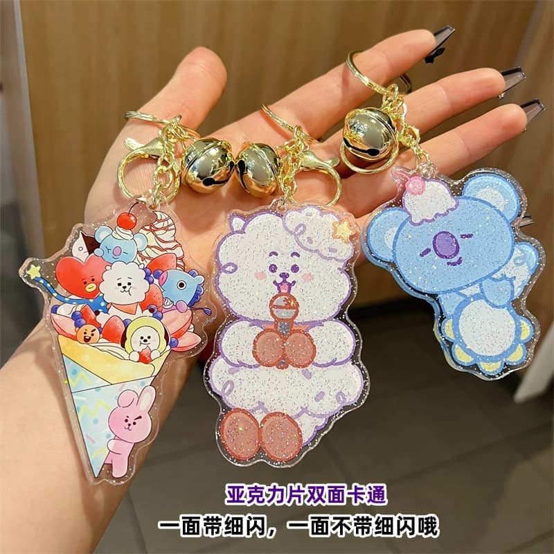 Cross-border Acrylic Double-sided Cartoon BT21 Keychain Cute Youth 21 Team Keychain Unisex Accessory Gift