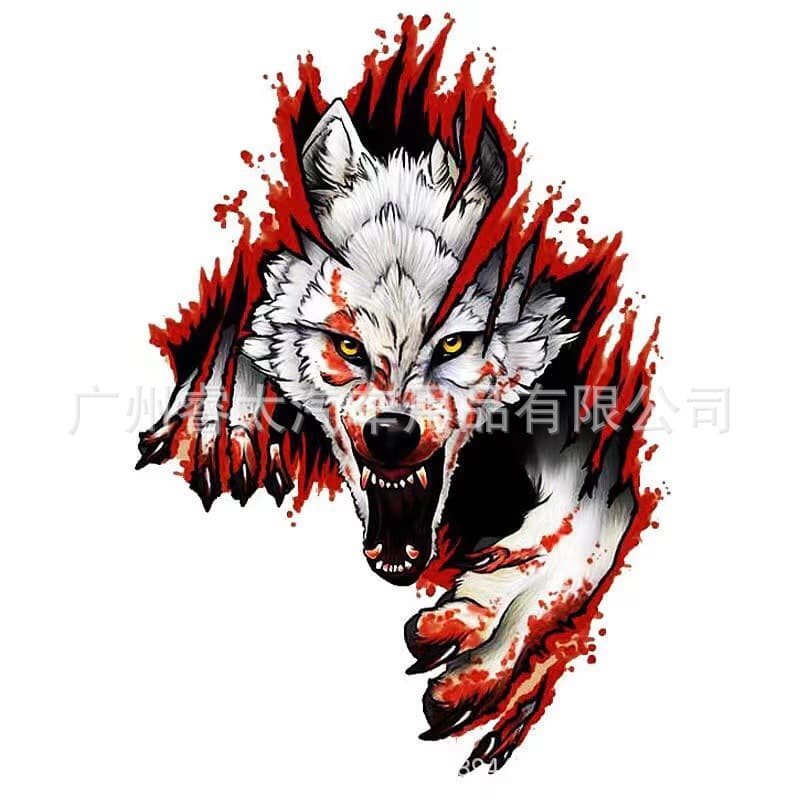 3D New Angry Wolf Car Sticker Reflective Personalized Car Decal Modified Motorcycle Sticker B050