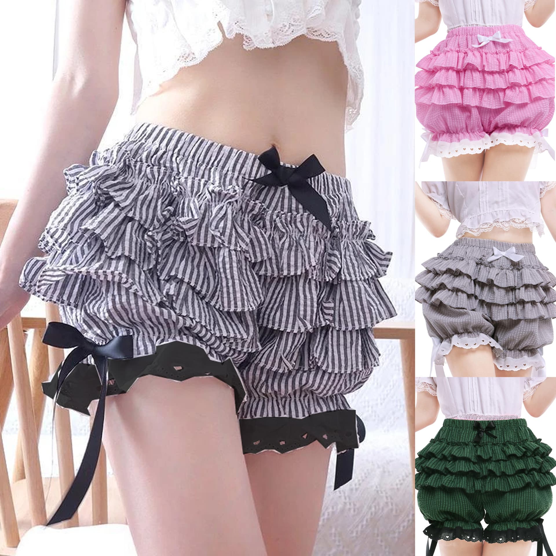 Cross-Border Lolita Lolita Pants Cute Lace-Up Puff Shorts Women's Pants New Style 3665