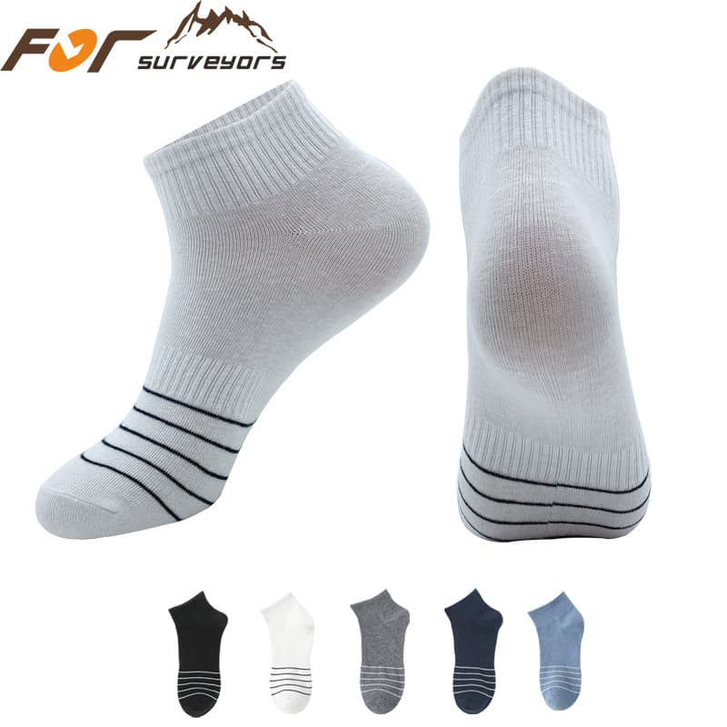 FOR Brand 200-Needle Sports Running Socks for Men, Thin Cotton Short Socks, Moisture-Wicking, Flat Heat Dissipation, Basketball Fitness Socks, Striped
