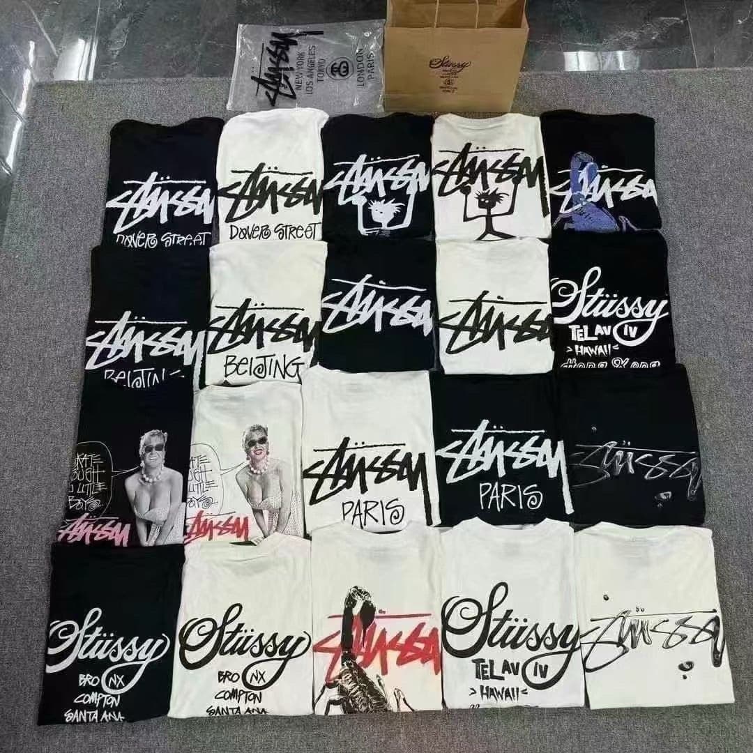 Stussy Spring and Summer New Fashion Brand Stu Classic Cruise Print Lettering Short-Sleeved Shirts for Men and Women