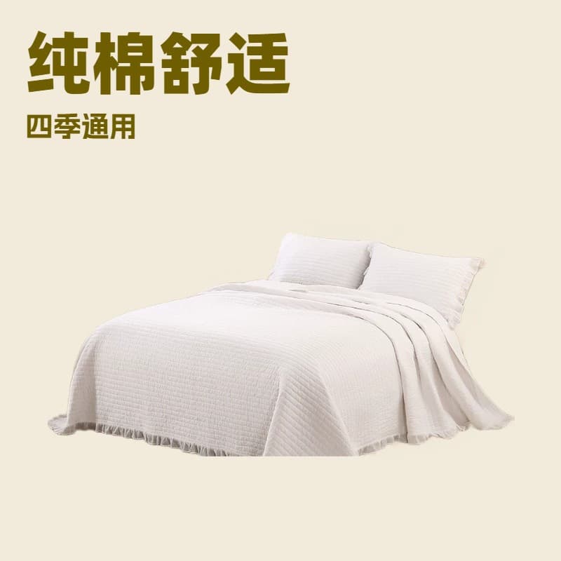 Three-piece bed cover set gauze white flash cotton ruffle summer bedding quilted sheets bed skirt bed
