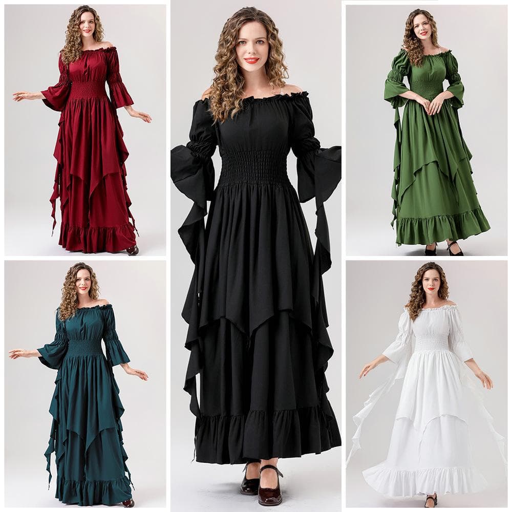 Cross-border Bestseller Halloween Costume European and American Corset Medieval Renaissance Gothic Vintage Multicolor Long Dress