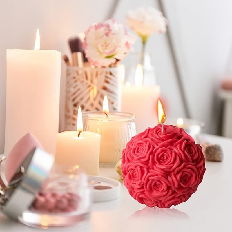 ins style multi-layer rose flower ball silicone mold large and small combination handmade DIY aromatherapy candle home