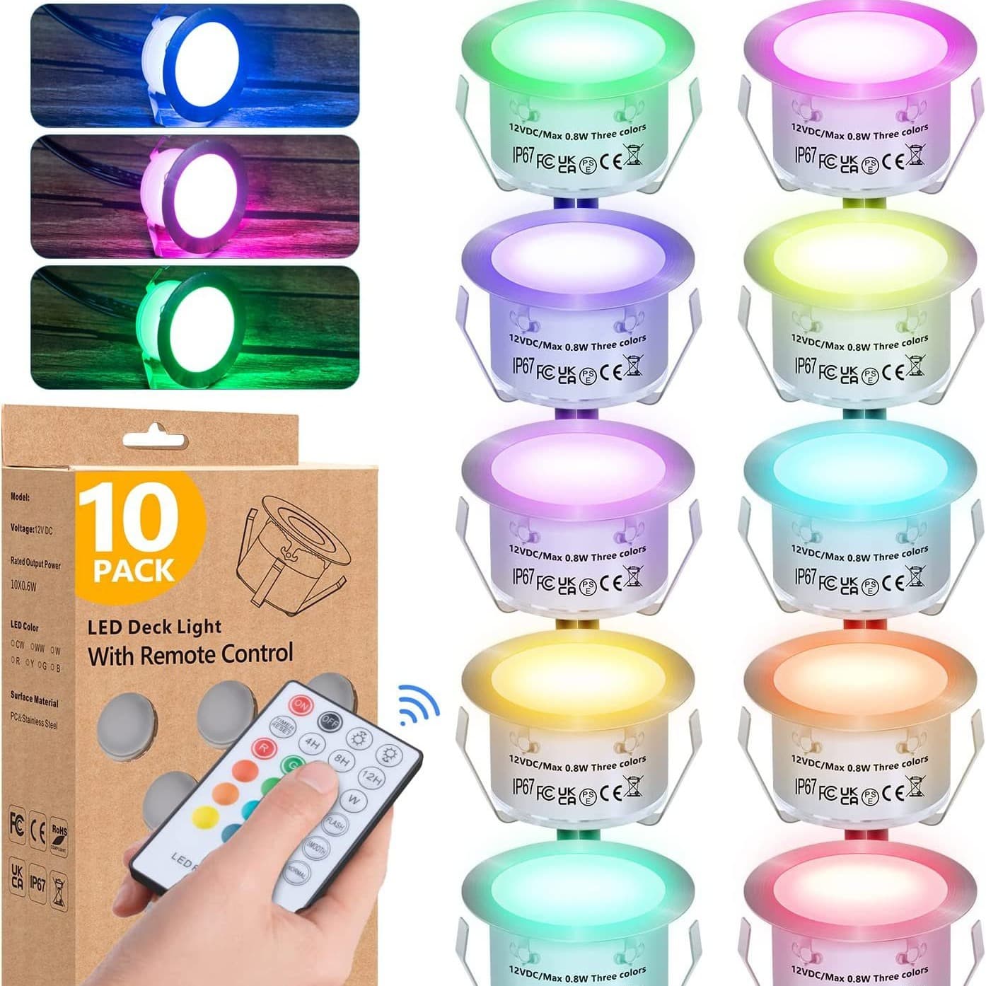 Remote Control Color Buried Light RGB Dimming Deck Light 12V Low Voltage Floor Light Step Garden Light