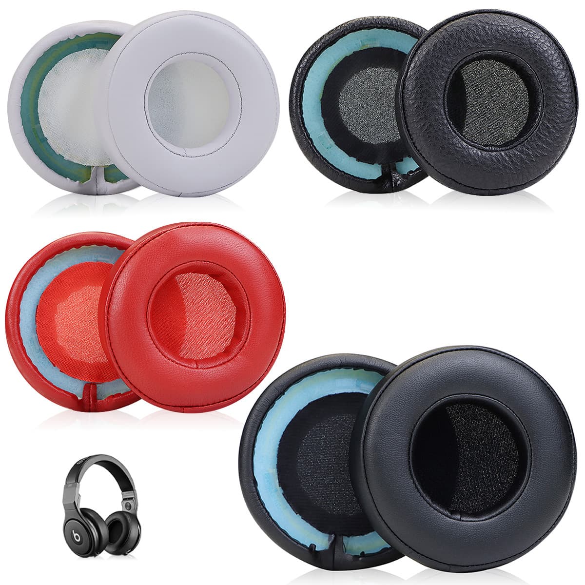 Compatible with Monster Beats PRO Headphone Cushions Dr Dre PRO DETOX Ear Pads Sponge Covers Headband Leather