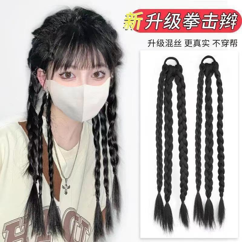 Wig braid twist long braid female fishbone ponytail boxing braid strap style sweet hot girl girl dirty braid highlighted style