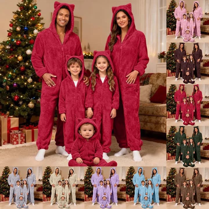 2025 Christmas Family Matching Pajamas Set for Four, Cotton Sleepwear for Parents and Kids, Autumn and Winter Home Outfit