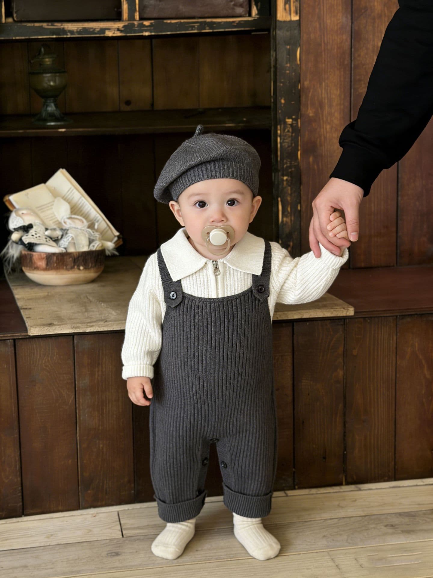 Baby Spring Outfit Autumn Clothing for One-Year-Old Knitted Cotton Romper with Suspenders for 100 Days