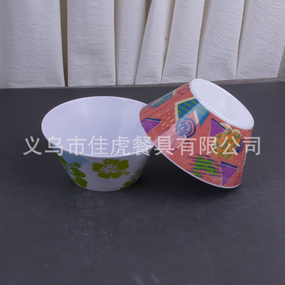 Melamine tableware, melamine imitation porcelain bowl, 6-inch salad bowl, plastic rice bowl, dining bowl, printed bowl, foreign trade manufacturer direct sale