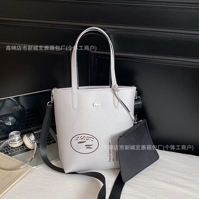 French Crocodile Women's Bag New Model Lacoste Bag Niche Luxury Bucket Bag High-Quality Texture Handbag Tote Bag
