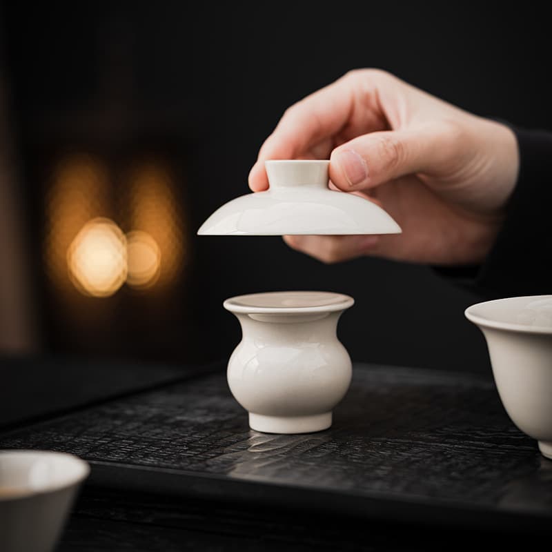Plant Ash Glazed Ceramic Lid Rest - Home Tea Table Ceramic Stand for Tea Ceremony Accessories