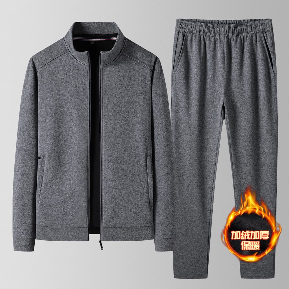 2025 Autumn/Winter New Men's Casual Suit, Middle-aged and Elderly Sportswear, Fleece-lined Thickened Mink Fur Suit for Men