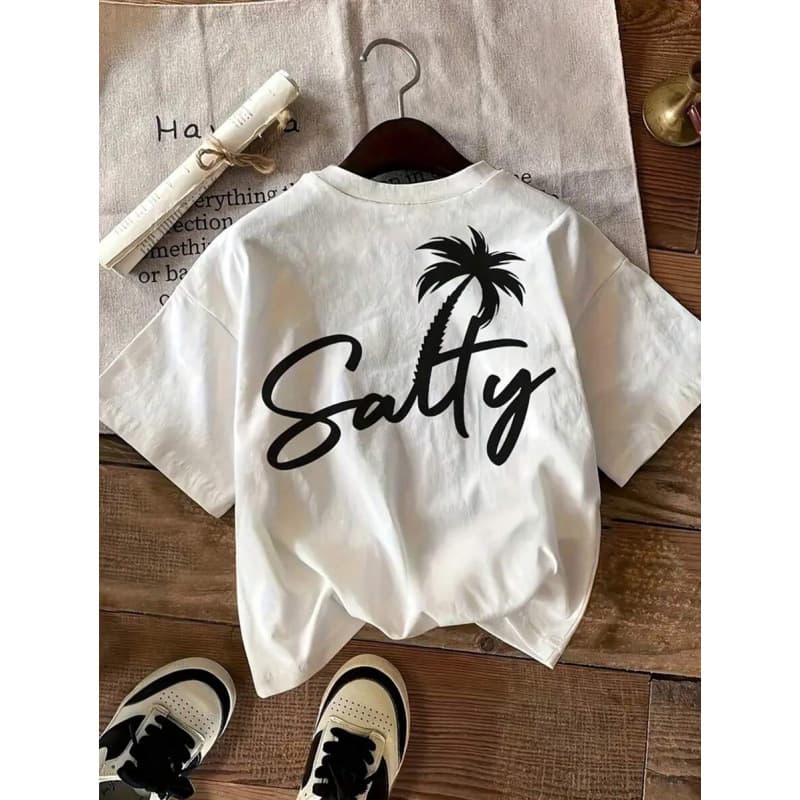 European Size Pure Cotton Lune Women's Salty Beachy Top: Cute Vacation Tee Wi