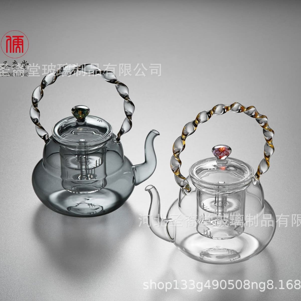 SHENGYITANG Glass Handle Pot, Steaming and Boiling Teapot, Heat-Resistant Kettle, Large Capacity Health Tea Set