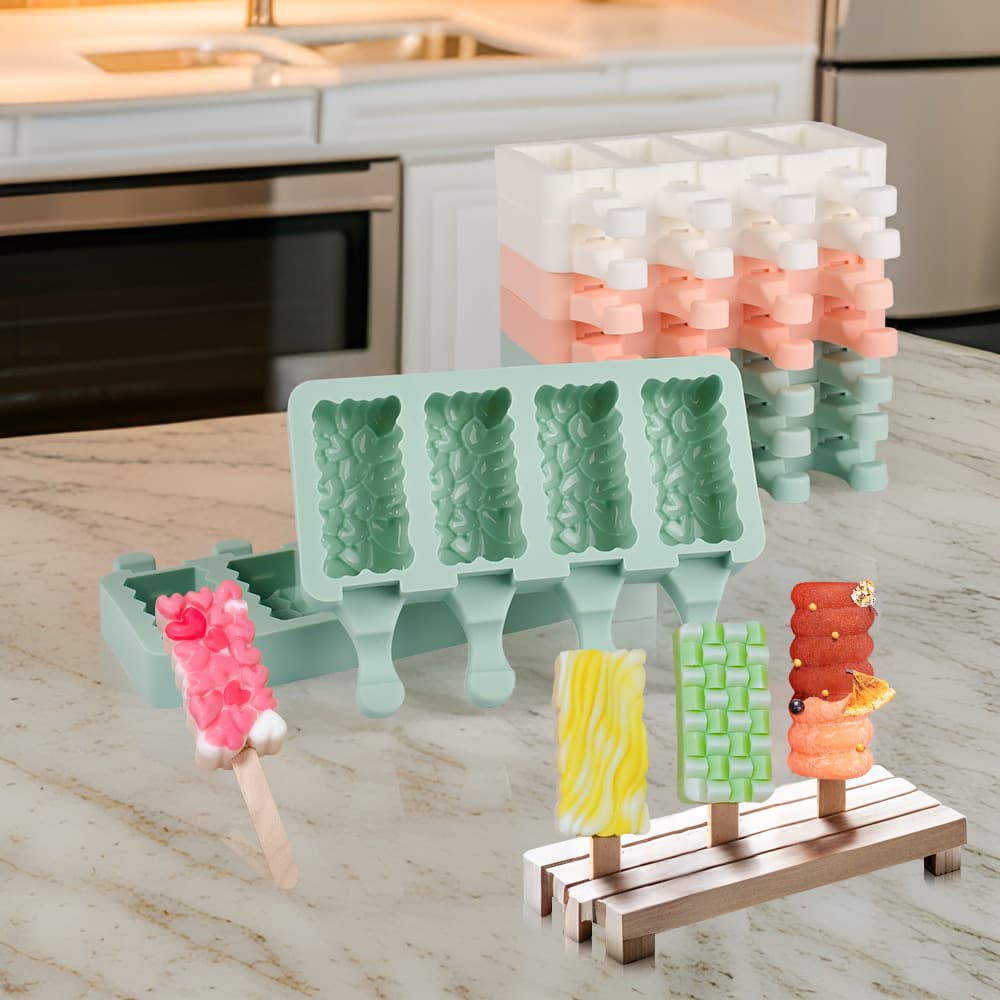 Sanxin 4-Cavity Silicone Ice Cream Mold DIY Popsicle Ice Cream Maker Silicone Mold Amazon