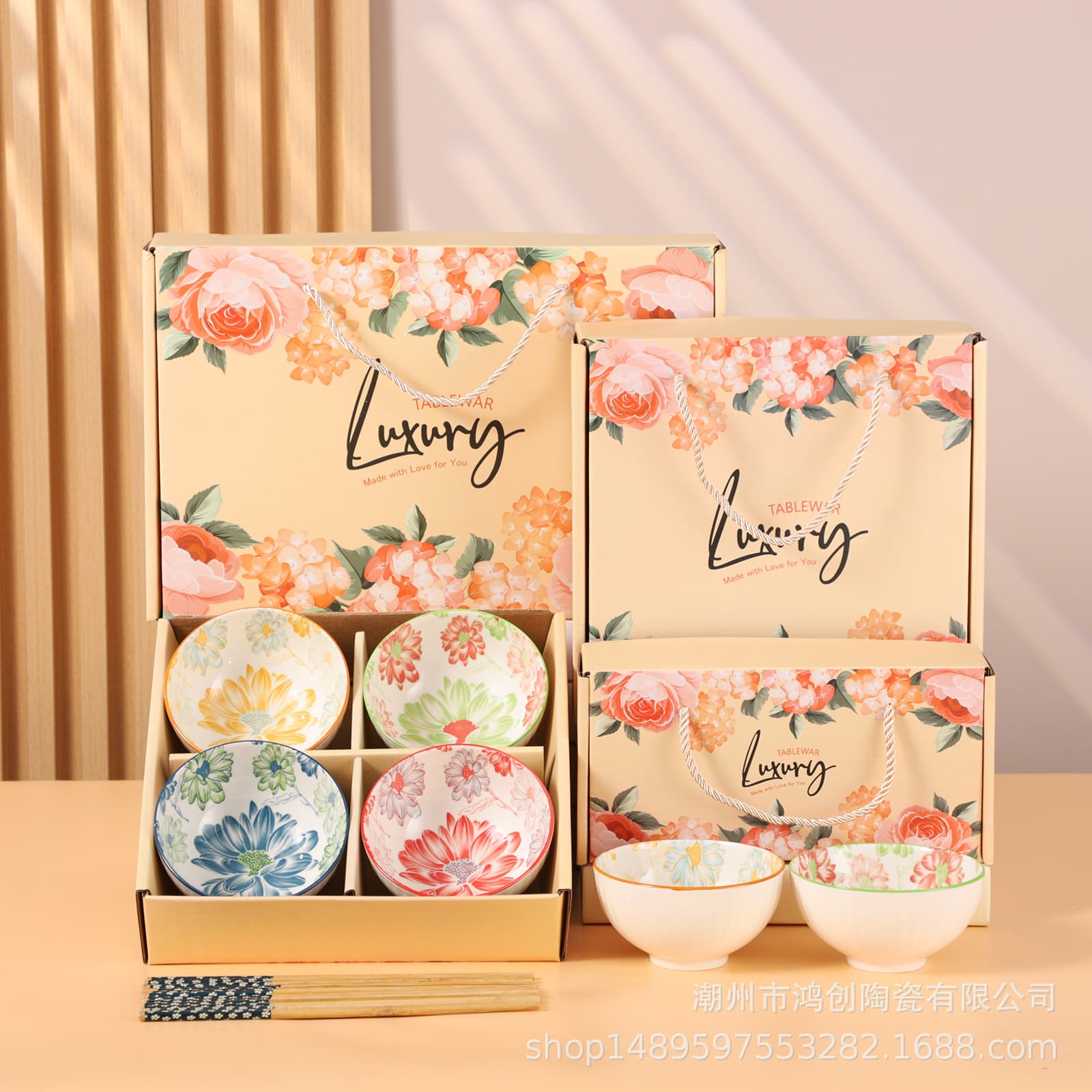 Blue and white porcelain bowls and tableware gift boxes, practical ceramic bowls and plates, event gifts, opening gifts, wholesale ceramic bowls and chopsticks sets